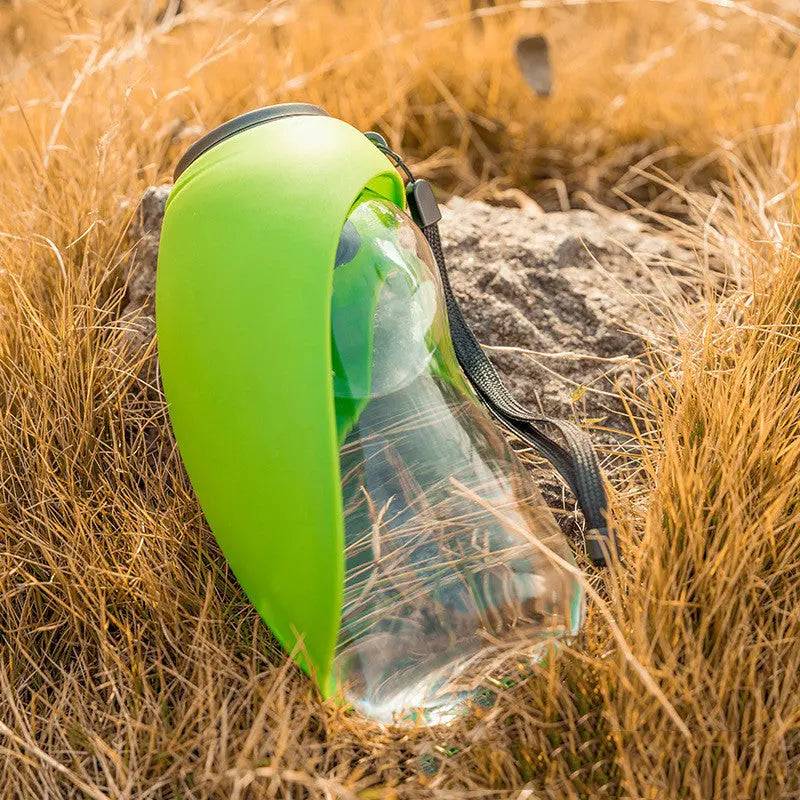 Compact dog water bottle perfect for hikes and long walks  