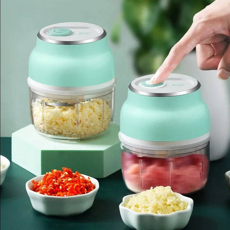 Portable electric mini chopper designed for quick vegetable chopping  