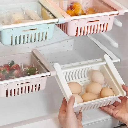 Fridge organizer storage box neatly arranged in a refrigerator