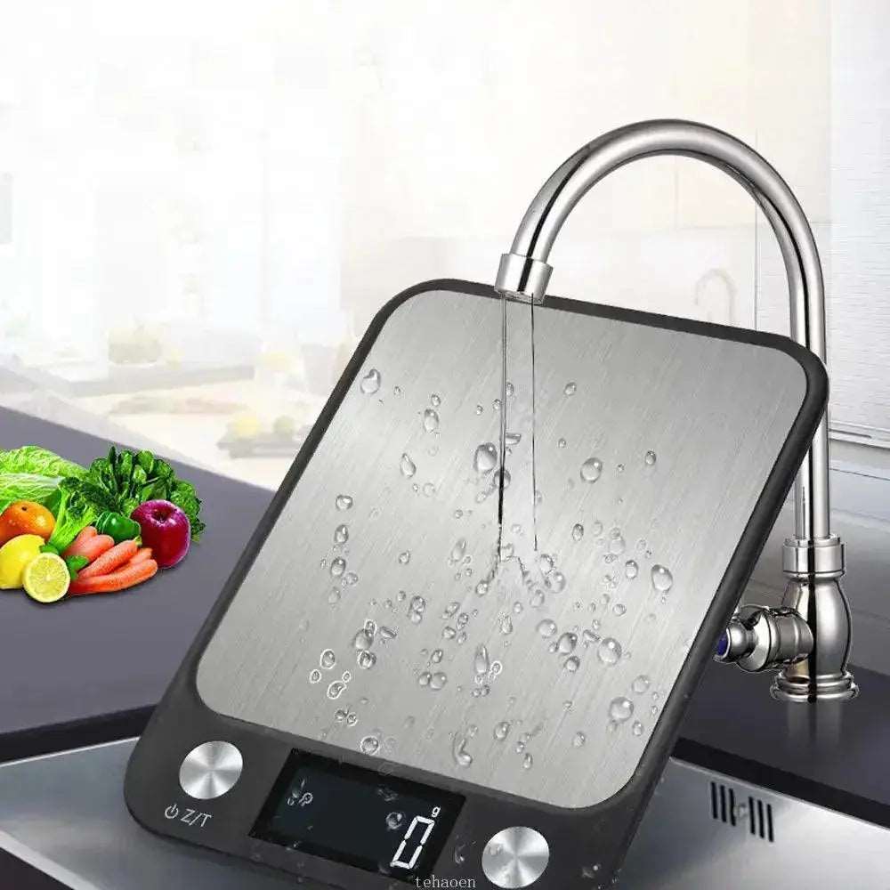 High Precision Digital Kitchen Scale displaying an LCD screen with multiple units measurement  