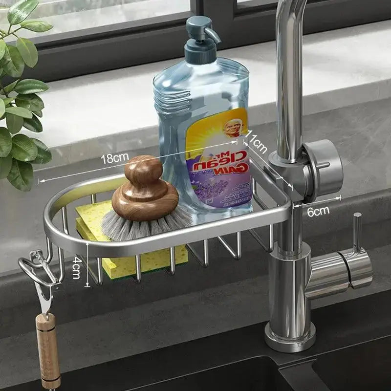 Kitchen Sink Shelf with soap and sponge holder for optimal organization  