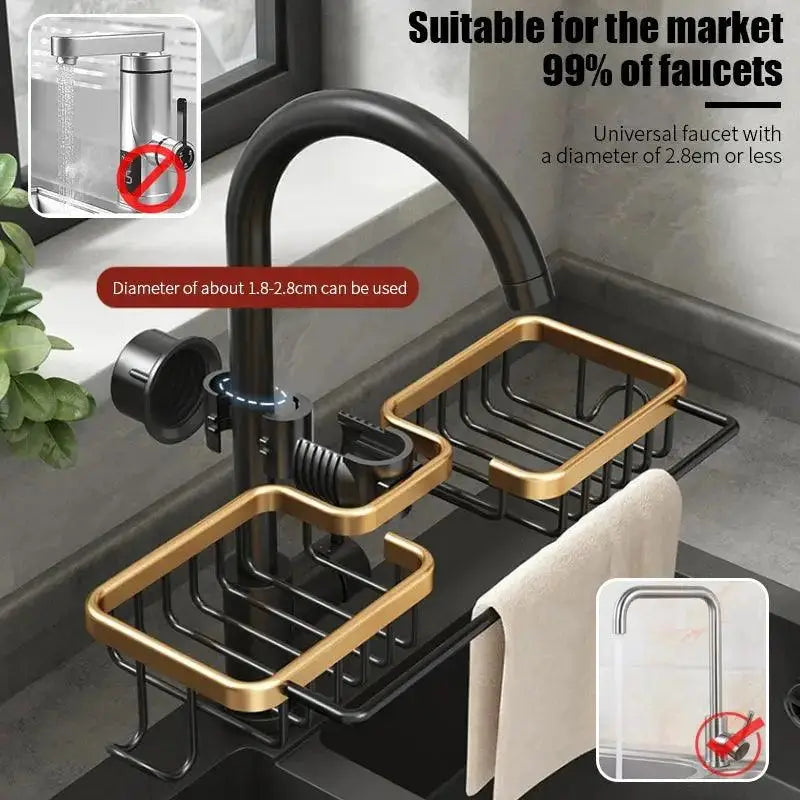 Space-Saving Kitchen Accessories displayed in a compact kitchen setting  